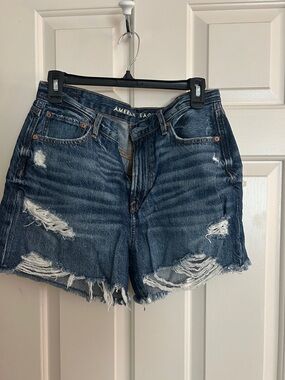 American Eagle Outfitters Dark Blue Distressed Denim Shorts